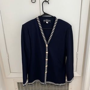 Navy and cream St. John cardigan